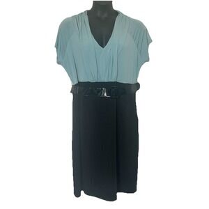 Enfocus Studio Metallic Mint & Black Tiered Ruffled Slimming Bandage Sheath 6
